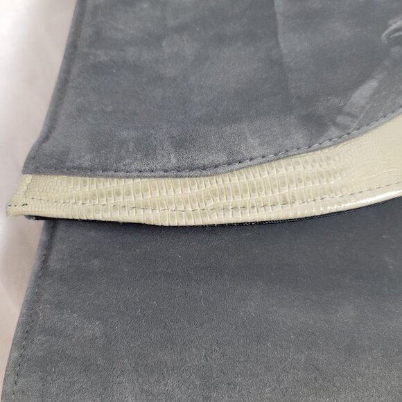 Vtg Faux Suede Crossbody shoulder bag detachable handle alligator print purse - Picture 3 of 9